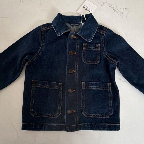 Janie and Jack Denim Chore Jacket in Dark Wash Size 18/24 Months - Picture 3 of 7